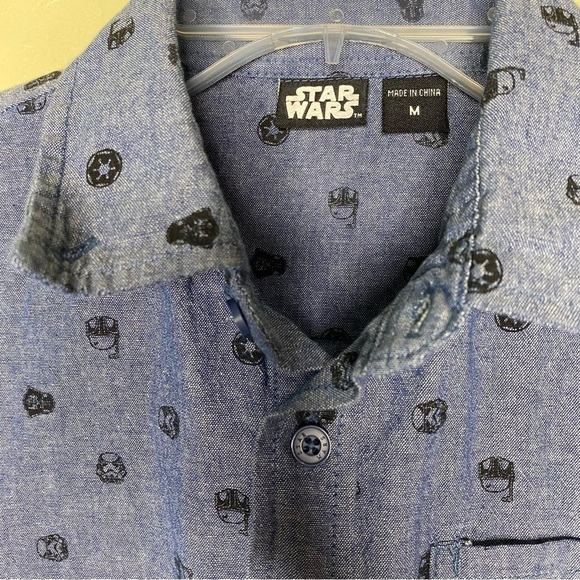 Star Wars Blue and Black Button Down Collar Shirt with Short Sleeves Boys Size M - Picture 3 of 7